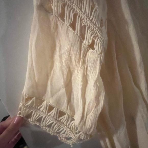 Plus Size Women’s 2X Cream colored Hollow Out Tassel Kimono Cover - Picture 5 of 12